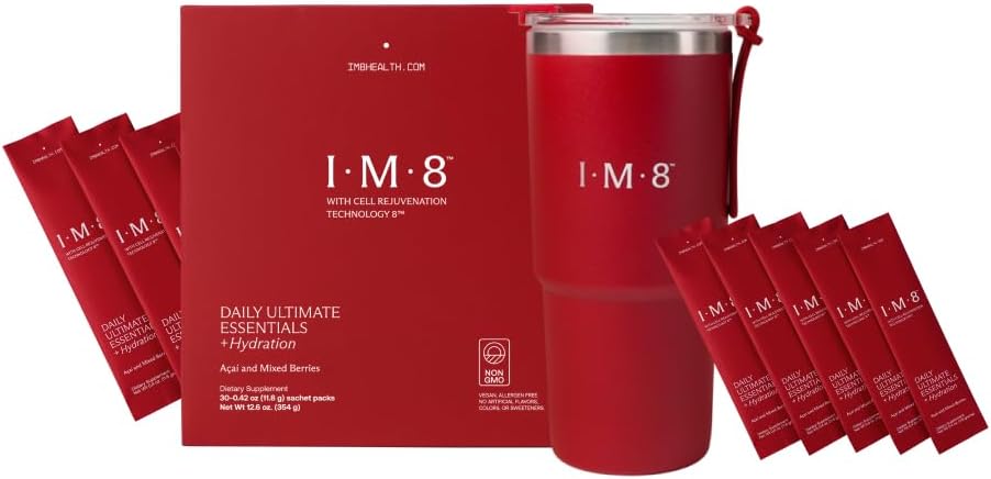 IM8 Beckham Stack Set, Longevity NAD Supplement & Essentials All- in- One Multivitamin Supplement Powder, for Anti Aging & Samlet Wellness (30 Servere, Beckham Stack - Travel Set)