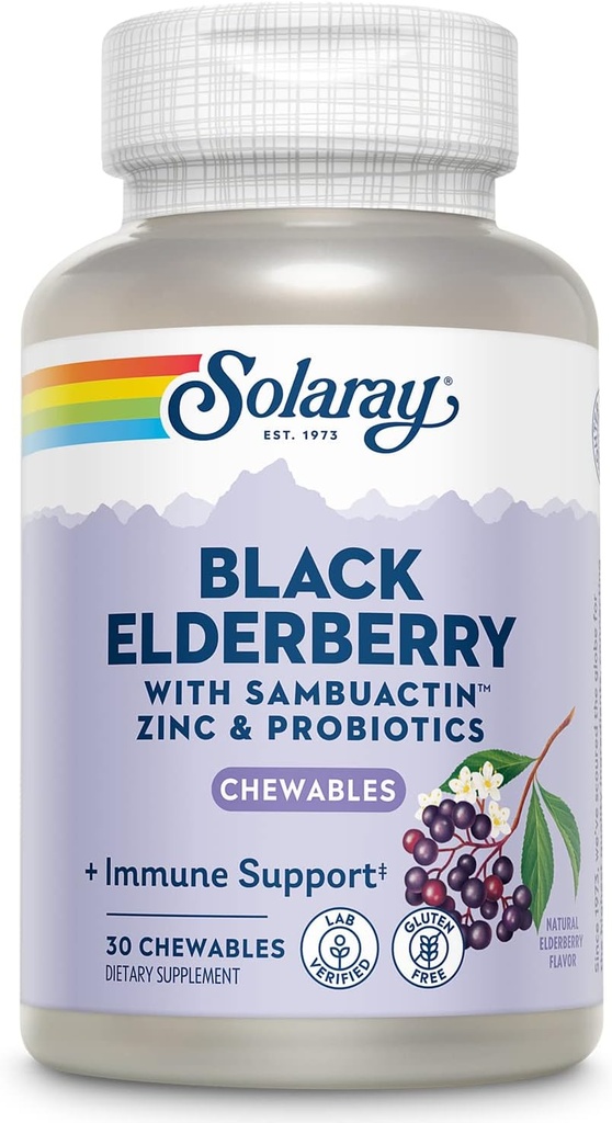 SOLARAY Black Elderberry Extract med zink, Probiotika & C-vitamin