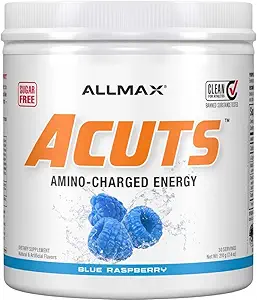 ALLMAX Nutrition AMINOCUTS (ACUTS), Amino-Charged Energy Drink with Taurine, L-Carnitine, Green Coffee Bean Extract, Blue Raspberry, 36 Servings