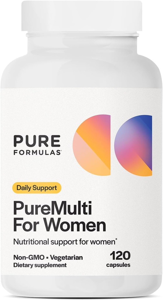 PureFormulas PureMulti til kvinder - Omfattende Multivitamin til kvinder med essentielle næringsstoffer og plantestøtte Dame Daglige Multivitaminer til ernæringsmæssig støtte Non- GMO - 120 kapsler