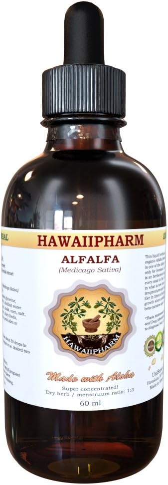 Hawaii iPharm Alfalfa Liquid Extract, Organic Alfalfa (Medicago Sativa) Tørret blad tinktur Supplement 4 oz