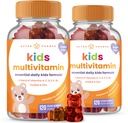 NutraChamps 120 Gummy Vitamin til børn (pakke af 2), Sukker Free Kids Vitamin Gummy Multivitamin, Vegan & Non- GMO, Jordbær, Passionsfrugt, Peach & Cherry
