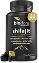 6- in-1 Shilajit Supplement 300mg, Mood og Energy Support Supplement med 60mg Pure Ashwagandha, Rhodiola Rosea Panax Ginseng til immunstøtte, hukommelse og fokus, 85 + Trace Minerals, 60 kapsler