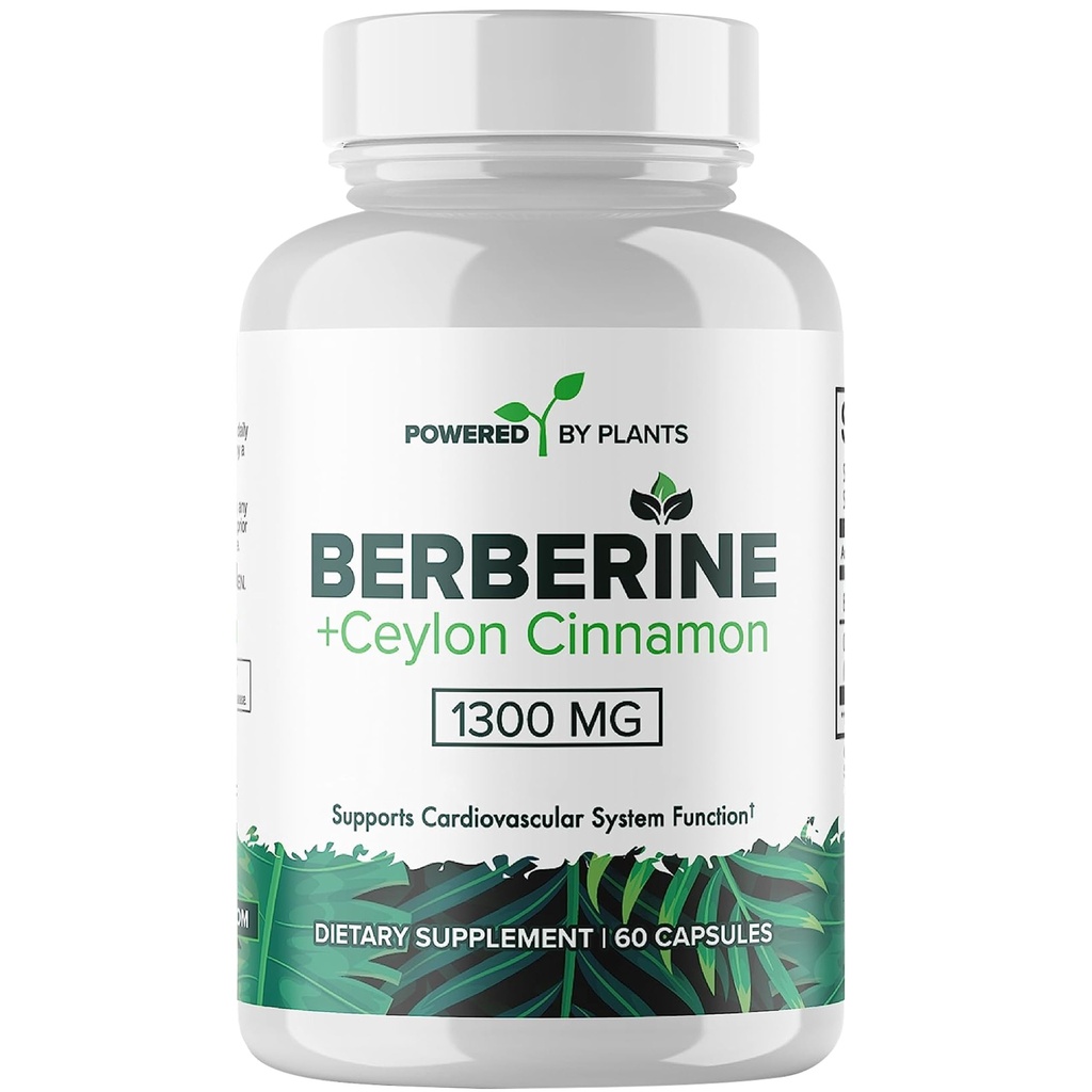 Pure Berberine Supplement - 1300mg Berberine med Ceylon kanel til Metabolisme & Immunsystemet Support - 60 Servere