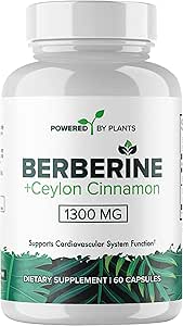 Pure Berberine Supplement - 1300mg Berberine med Ceylon kanel til Metabolisme & Immunsystemet Support - 60 Servere