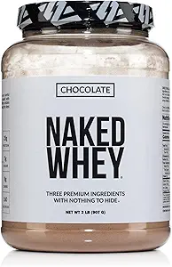 NAKED Whey Chocolate Protein Powder - Kun 3 Ingredienser - Græs Fed Whey Protein Powder, Organic Chocolate and Organic Coconut Sugar, Ingen GMO, Ingen Soy, og Gluten Free - 24 Servere