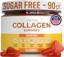 Sugar- Free Marine Collagen Gummies (90 Collagen Chews) Potent 500mg Collagen Gummy til hårvækst, sundere hud & negle, Pore Reducer & Elasticitet Hydrolyseret, Gluten Free, Boosted w Shuddha Gugulu