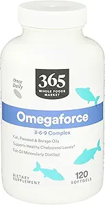 365 by Whole Foods Market, Omegaforce 3 6 9 Complex, 120 Softgels (pakke med 2)