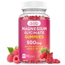 Magnesium Glycinat Gummies 500mg Magnesium tillæg med calcium, zink, C-vitamin, B6, D3- rolig tyggetummies til børn & Adults- Sleep, Mood & Muscle Support- Raspberry Flavor, 60 Gummies