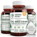 Naturlig Nutra Cal- Mag Citrate med vitamin D3.1000 / 500 mg kompleks, Styrke Knogletæthed, muskel og nerve sundhed, Hjælp med at bevare sunde tænder, stærkt biotilgængelige kilder, 100 Veganske tabletter