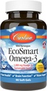 Carlson - EcoSmart Omega-3, Bæredygtig kilde, fremmer hjerte, hjerne, Vision & fælles sundhed, Lemon, 90 bløde geler