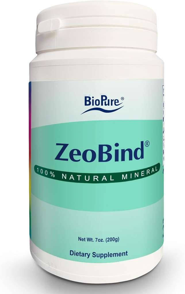 BioPure ZeoBind - 100% Natural Mineral Blend of Clinoptilolite and Mordenite Powder that Detocies and Cleanses The Body to Support Immunity, Gastrointestinal Health, and Microbiome Balance - 200g