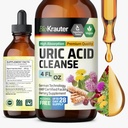 BIO KRAUTER Uric Acid Support Tinktur - Natural Nyre Supplement w / Tart Cherry, Milk Thistle, Gurkemeje Væske Ekstrakter - Vegan Drops 4 Fl.Oz.