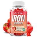 Jern gummier til kvinder, mænd & børn, sukker fri jern supplement med calcium, zink, folde & vitamin B12, C, B6 - for blod bygning & energistøtte, anæmi, jordbær, 60 Greve
