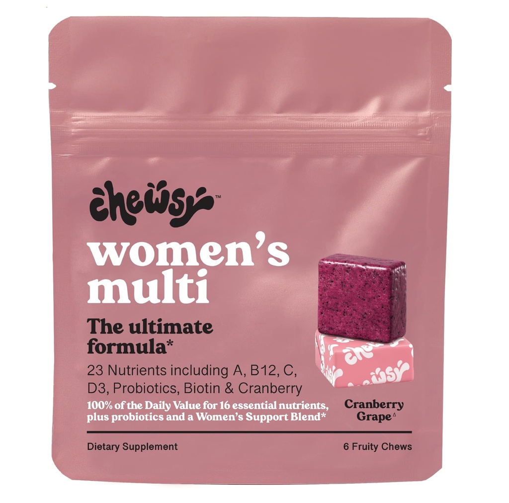 Chewsy - kvinders multivitamin tykkere - immun- og energistøtte, vitaminer C, B12, A, D, E, folinsyre, probiotika, biotin - 6-dages forsyning