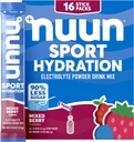 Nuun Sport Electrolyte Powder Packets with Magnesium, Calcium, Potassium, Chloride, and Sodium, Hydration Packets for On-The-Go, Mixed Berry Flavor, Gluten Free & Vegan, 16 Single Servings