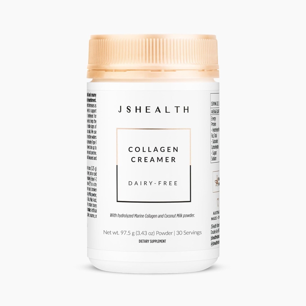JSHealth Collagen Creamer - Vanilla Collagen Creamer til kaffe - Dairy Free Sund Coffee Creamer, 30 Servering af Marine Collagen Peptider