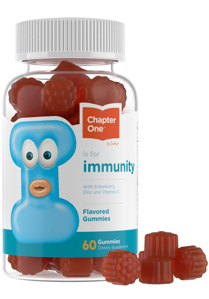 Zahler - Chapter One Immunity Support Gummies for Kids with Vitaminer C, Zink & Black Elderberry (60 Smagsfyldte Gummies) Kosher Immunitet Vitamin C & Elderberry Gummies for Kids & Voksne - Made in USA