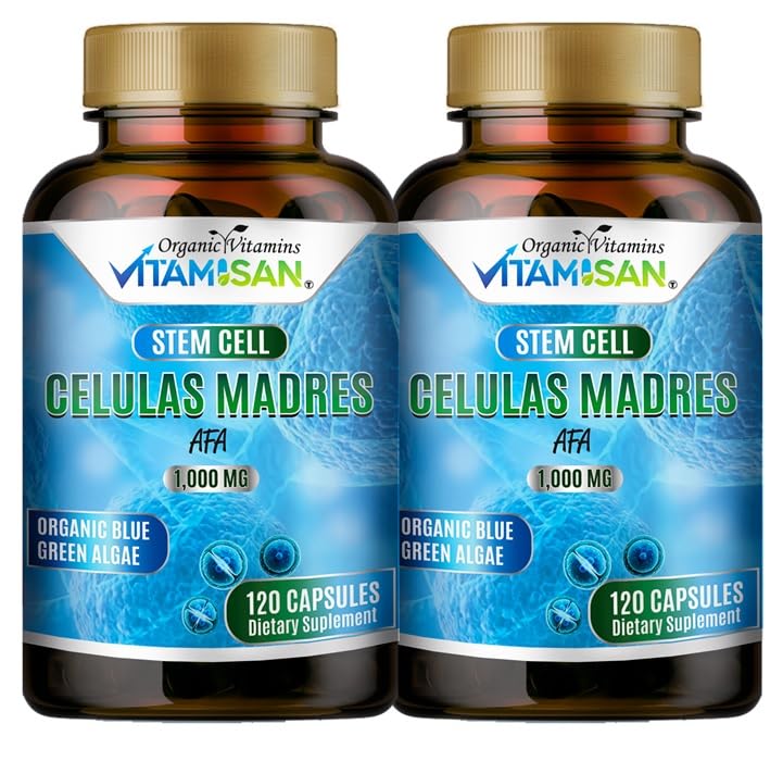 2 Celulas Madres AFA Stem Natural Cell 120 Capsules 1000 mg Blue Green Algae Non GMO Gluten Free Aphanizomenon Floss-aquae Bio celula Madre Supplement