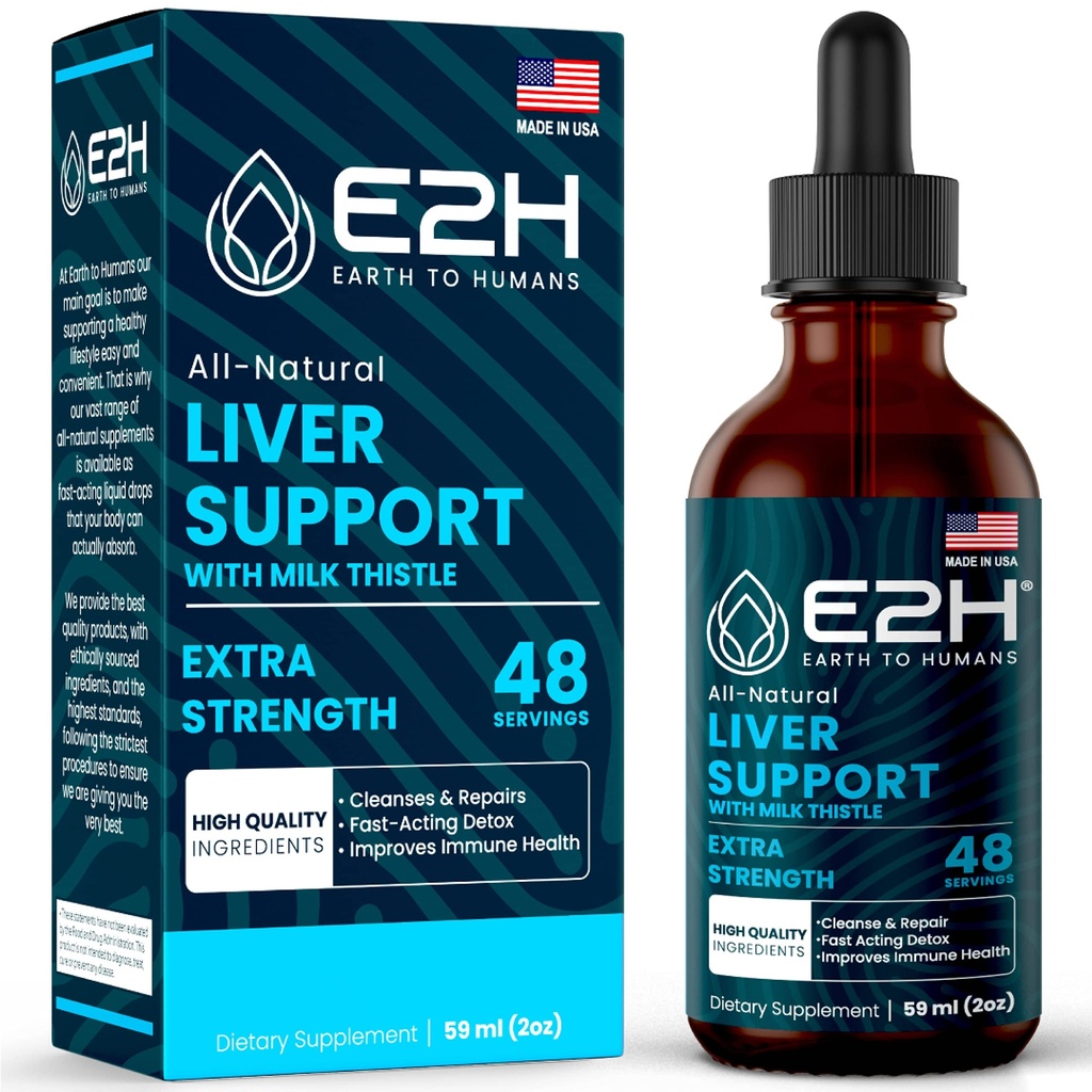Lever Cleanse Detox & Repair - Urte Lever Support Milk Thistle Supplement - Silymarin Milk Thistle Kosttilskud med Mælkebøtte Root, Chanca Piedra, Gurkemeje Root & Artichoke Extract - 2 Fl Oz af E2H