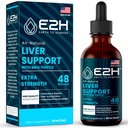 Lever Cleanse Detox & Repair - Urte Lever Support Milk Thistle Supplement - Silymarin Milk Thistle Kosttilskud med Mælkebøtte Root, Chanca Piedra, Gurkemeje Root & Artichoke Extract - 2 Fl Oz af E2H