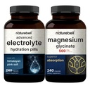 NatureBell Magnesium Glycinat Capsules 500mg & Advanced Electrolyte Hydration Pills Bundle Packed 124; Chelated & Renset Mineral Note 124; Fast Hydrating Keto Electrolytes