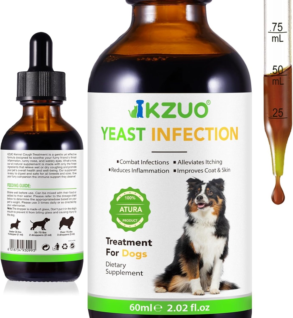 Naturlig Gær Infektion Behandling for hunde - Effektiv Hund Øre Infektion Behandling & Allergy Relief, Reducerer inflammation, Allowates Kløe, Combat Infektioner, Forbedrer Coat & Hud
