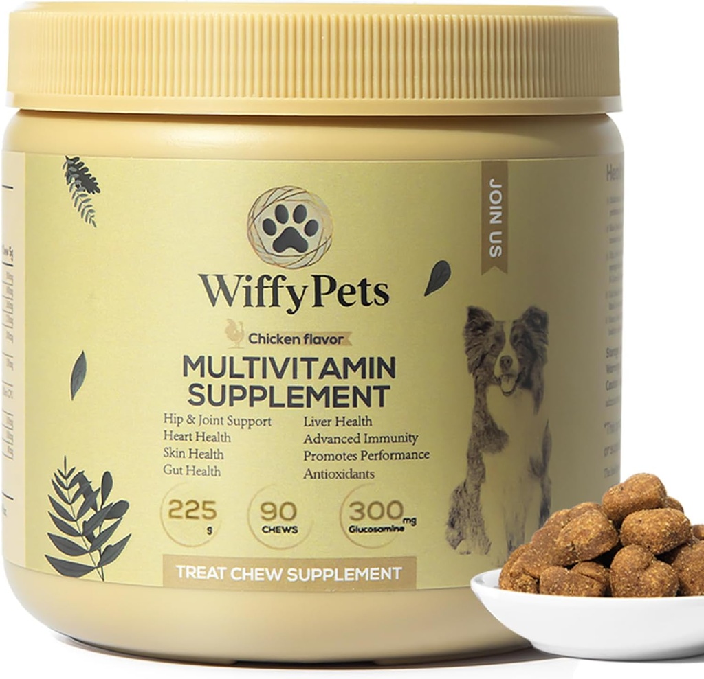 11-in-1 Hund Multivitamin til små, mellemstore & store Breed Hund, Vitamin Hund Treat, Hund Vitaminer og Kosttilskud, Vitamin Blanding til Hud & Coat af WiffyPets, Øger Immunitet