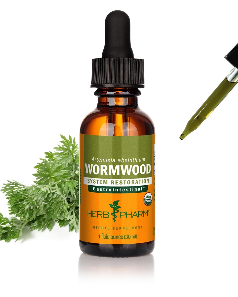 Herb Pharm Certified Organic Wormwood Liquid Extract til fordøjelsessystemet support - 1 Ounce