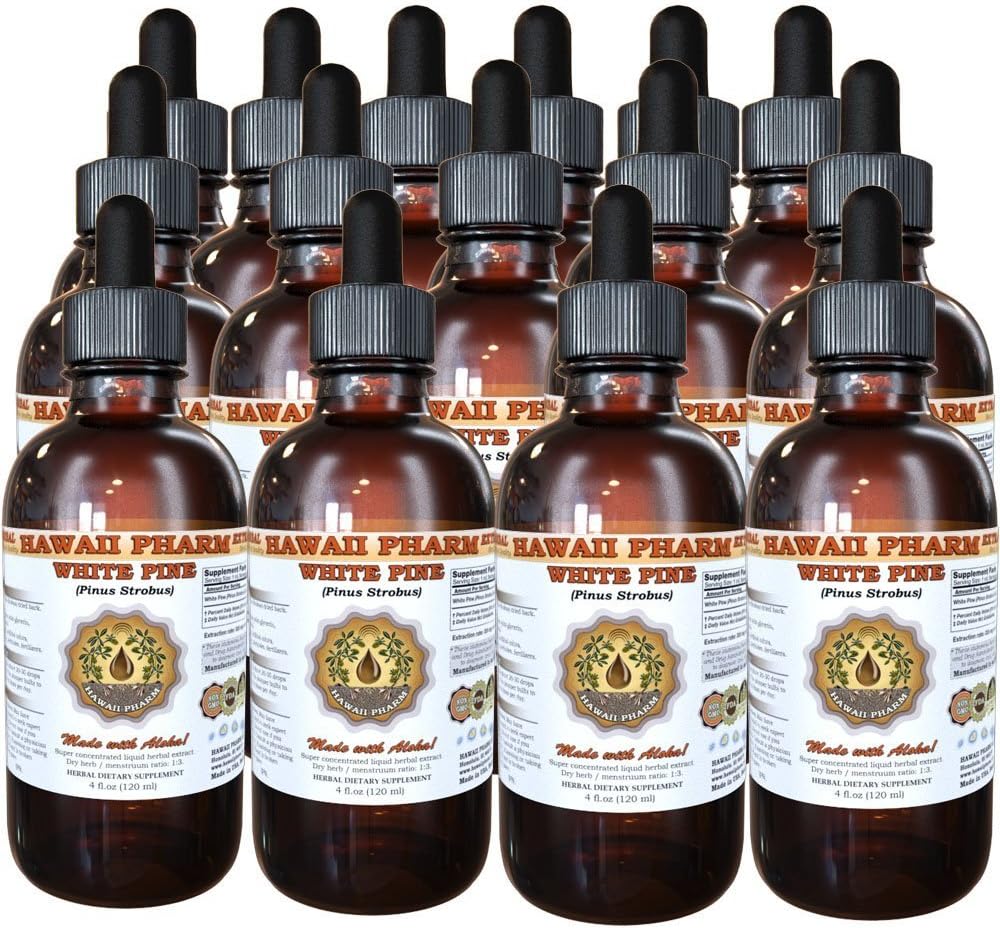 White Pine Liquid Extract, White Pine (Pinus Strobus) Bark Powder Tincture, Herbal Supplement, Hawaii Pharm, Lavet i USA, 15x4 fl.oz