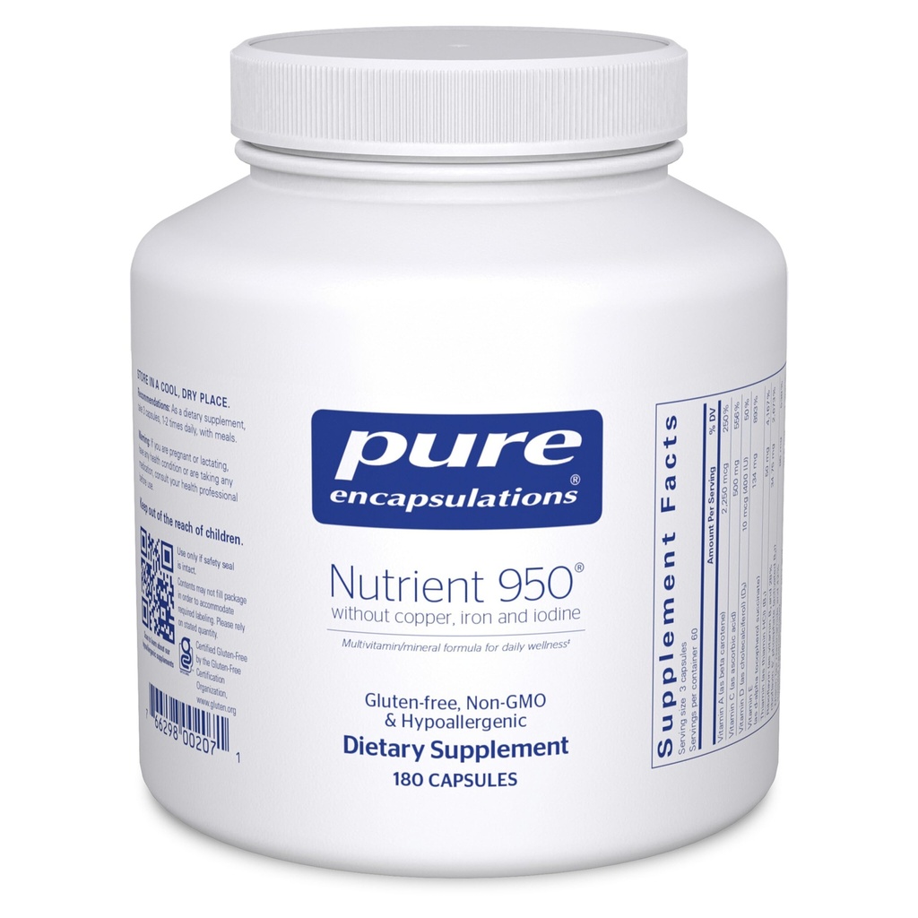 Ren indkapsling Næringsstof 950 Uden kobber, jern, & jod; 124; Antioxidant Multivitamin og Mineral supplement til støtte Optimal sundhed og fysiologiske funktioner *