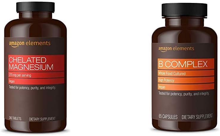 Elementer Chelated Magnesium Glycinat (240 tabletter) og Elementer B Complex (65 kapsler)