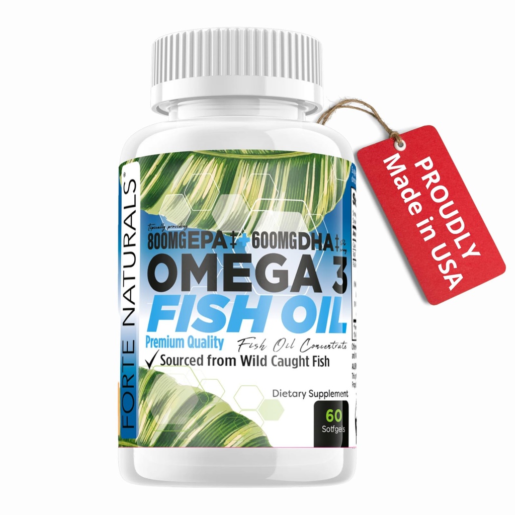 Omega 3 Fish Oil 2000mg HØJT Potency 800mg EPA DHA 600mg BURPLESS Supplement Non GMO Omega 3 Fedtsyretilskud HØJDOSE Fish Oil for Dogs Cats Humans Made in USA