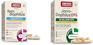 Jarrow Formulas Probiotika Bundle med Fem- Dophilus 1 Millioner CFU og Jarro- Dophilus EPS 10 Millioner CFU, 180 Veggie Kapsler