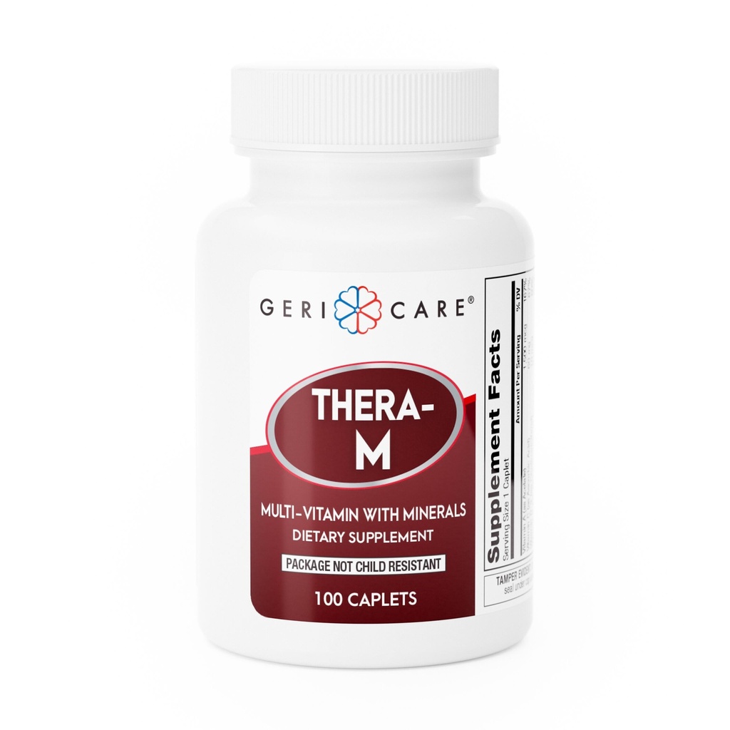 GeriCare Thera M Multivitamin Caplets, Blanding af vitaminer og mineraler for at sikre maksimal ernæringsmæssig støtte Antioxidant Protection Supplement, 100 Greve (pakke med 1)