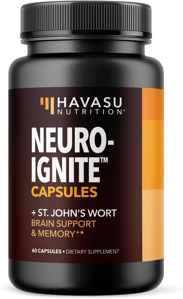 NeuroIGRITE Brain Supplements for Memory and Focus - 60 Count - Nootropics Brain Support Supplement med St. John 's Wort, Ginkgo Biloba, Bacopa, Phosphatidylserin - Non- GMO Capsules, 2-måned Supply