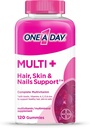 EN EN DAY Multi + hår, hud og negle, Multivitamin + boost af støtte til sundt hår, hud og negle med biotin og vitaminer A, C, E & Zink, Gummy 120 Greve (2 måneder Tilgang)