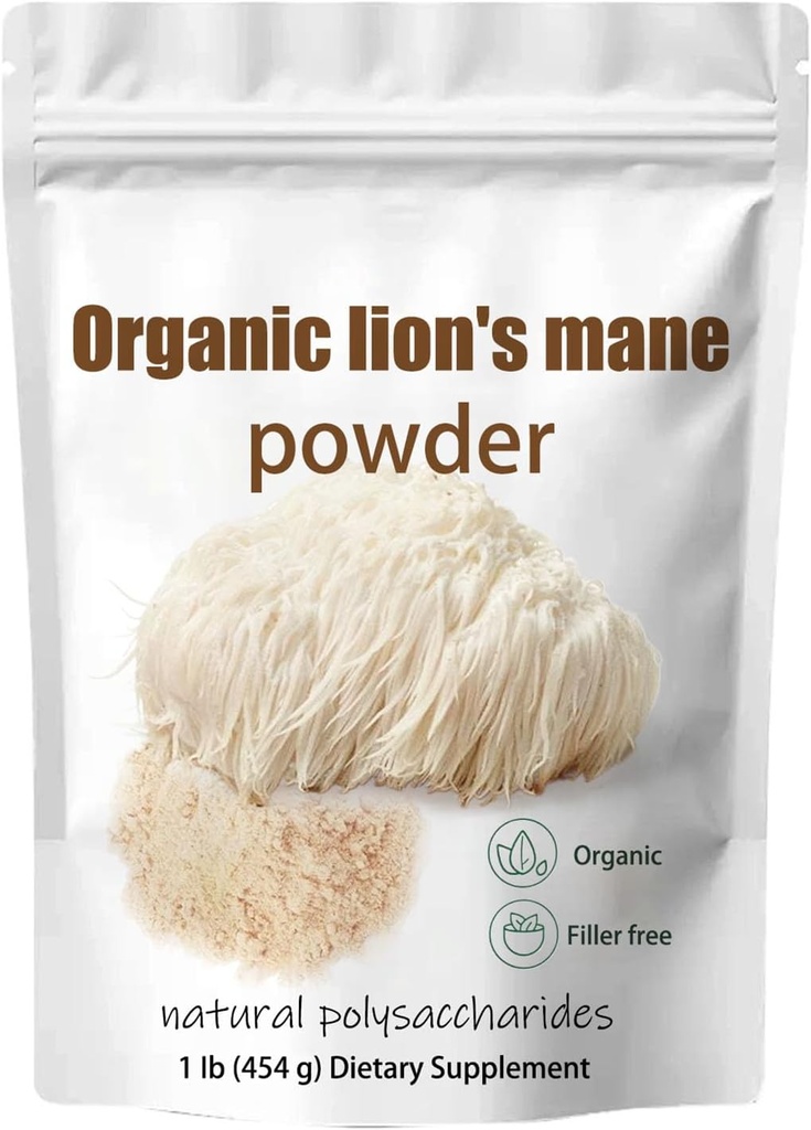 Organic Lion's Mane Mushroom Powder- Lions Mane Mushroom Supplement Extract Powder