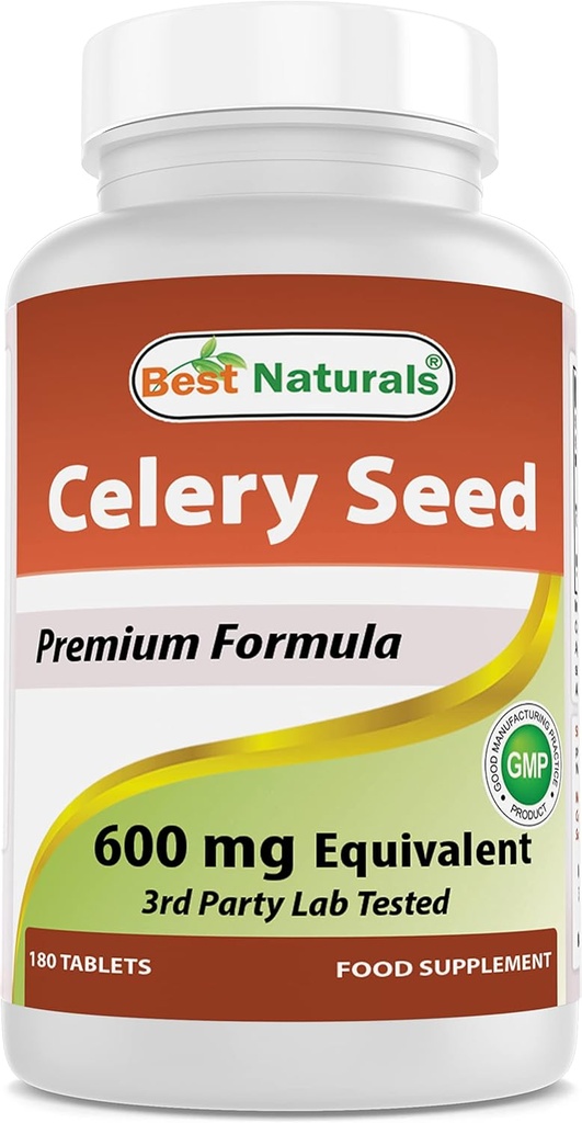 Bedste Naturals Selleri Seed 600 Mg Tablet, 180 Greve (817716014401)