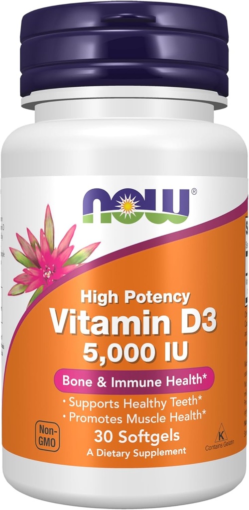 NU Kosttilskud, D3- vitamin 5000 IE, høj potens, strukturel støtte *, 30 Softgels