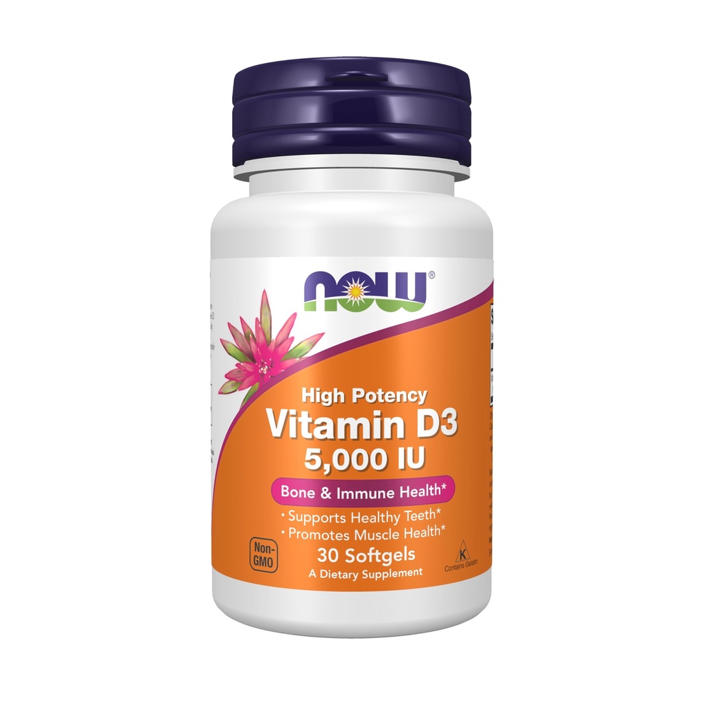 NU Kosttilskud, D3- vitamin 5000 IE, høj potens, strukturel støtte *, 30 Softgels