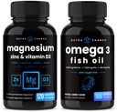 NutraChamps Magnesium Zink & D3- vitaminkapsler og Omega 3 Fish Oil Capsules 2 Pack Bundle