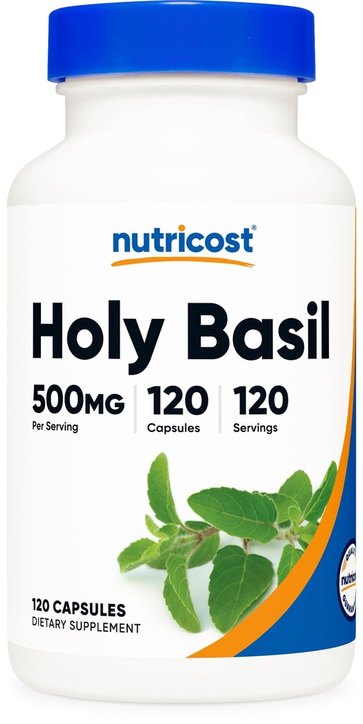 Nutricost Holy Basilikum Kapsler 500mg, 120 Vegetariske Kapsler - Gluten Free, Non- GMO