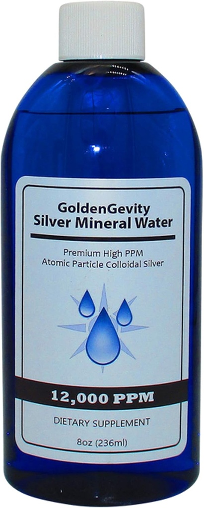 12.000 PPM Bioactive Atomic Colloidal Silver, 8 oz - 124; Non- Toxic, Non- GMO Trace Mineral immun Support Supplement