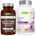 Multivitamin & mineraler til mænd + Avancerede Kids Multivitamin Gummy Vegan Bundle, med Methylerede B- vitaminer, vitamin A, C, D3 & E, Clean Label, 60 tabletter + 90 Berry Flavor Gummies, af Igennus