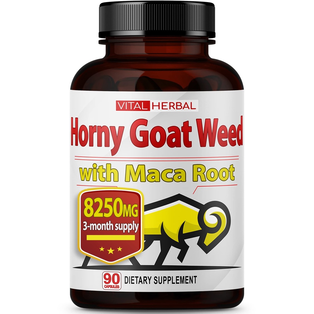 Vital Herbal Horny Geat Weed Kapsler for maksimal styrke med Maca Root Tribulus Ashwagandha Tongkat Ali Panax Ginseng for mænd kvinder, Boost Energy (90 Greve (Pack of 1))