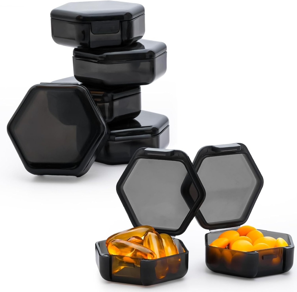 Lille Pill Box, 7 pakker rejse pill sag, Portable BPA Gratis Mini Organizer til Pocket Purse, Daglig medicin Vitamin Container, Fish Oil og supplement opbevaring