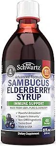 Elderberry Syrup til børn og voksne - Naturlig immunforsvar med zink og C-vitamin Plus 10x Koncentreret Sambucus Elderberries - Blåbær Pandekageflaske - Glutenfri, non-GMO multimineraler - 8oz