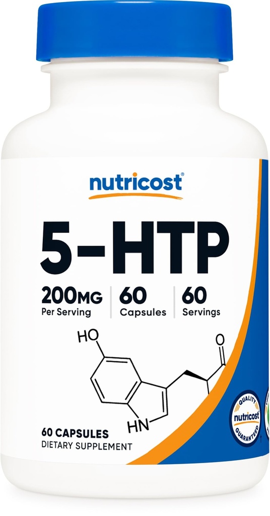 Nutricost 5- HTP 200mg, 60 vegetariske kapsler (5- Hydroxytryptophan) - Non- GMO & Gluten Free