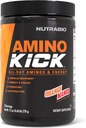 NutraBio Amino Kick - BCAA pulver med naturlig koffein - Aminosyrer Supplement for energi, Hydration & Inddrivelse - BCAA, Elektrolytter & Aminosyrer - Orange Mango, 30 Servere